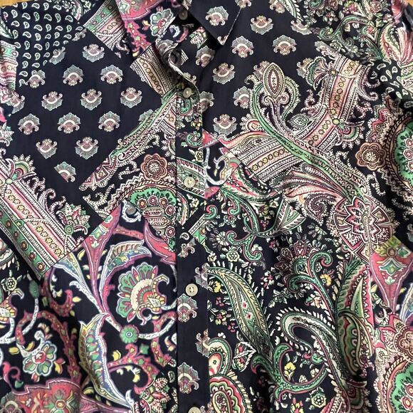 Lauren Ralph Lauren Top‎ Patchwork Paisley Button Down Shirt Sz Small EUC - Picture 10 of 13